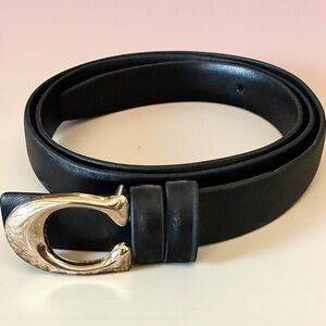 Black Belt with Gold Buckle with “C” on it. 
41”long, 1” wide. I have more sizes